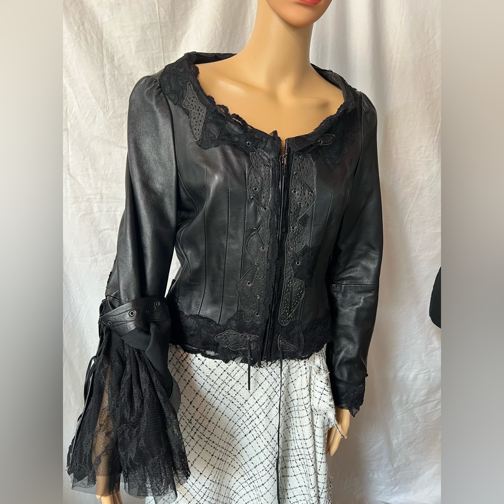 100% Italian Leather Embossed and  Lace Jacket ( bought from photo shoot)